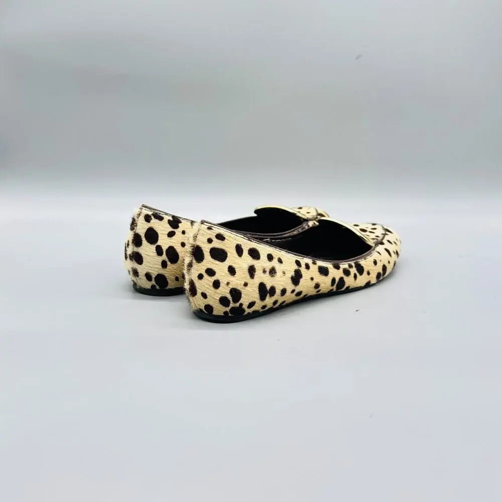 Tory Burch Shoes Womens 7 Beige Cheetah Calf Hair Ballet Flats Slip On Comfort